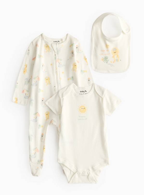 Cream Character Print 3-Piece Starter Set Up to 3 mths