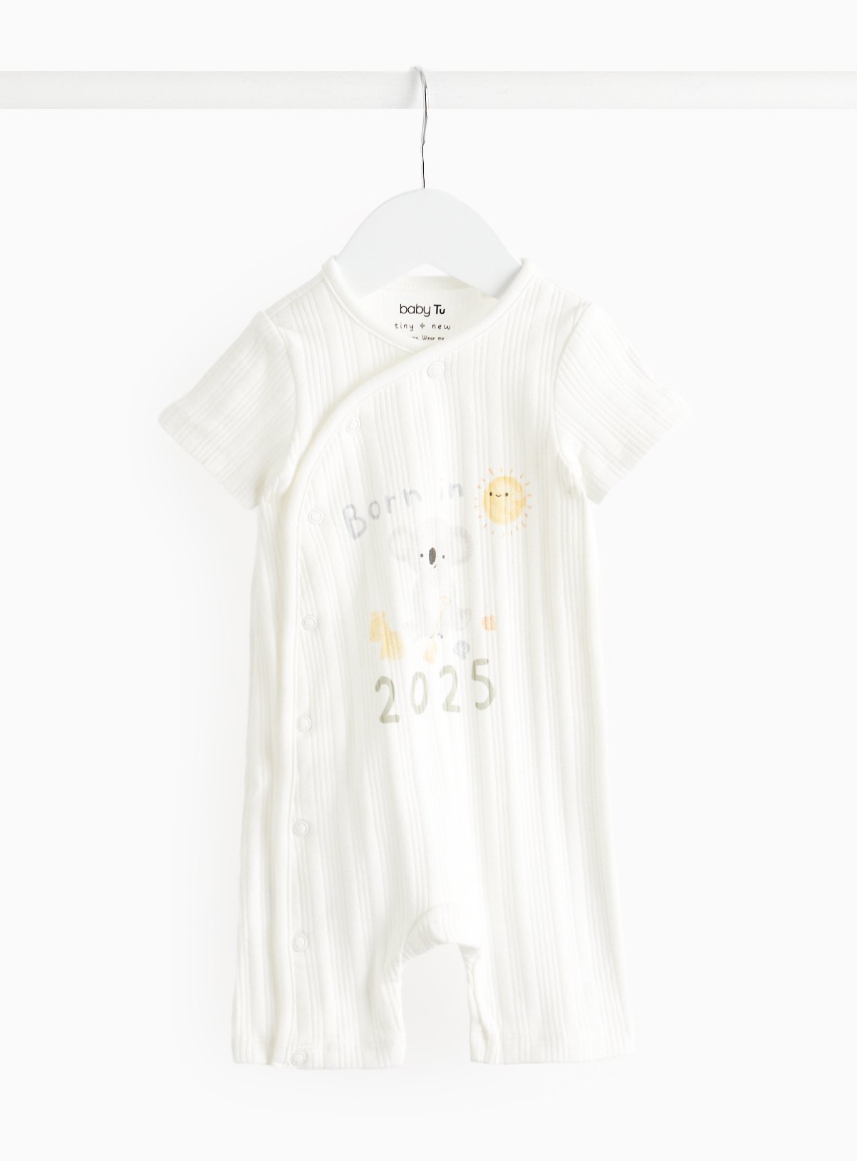 White White Born In 2025 Slogan Romper - Tu by Sainsbury's
