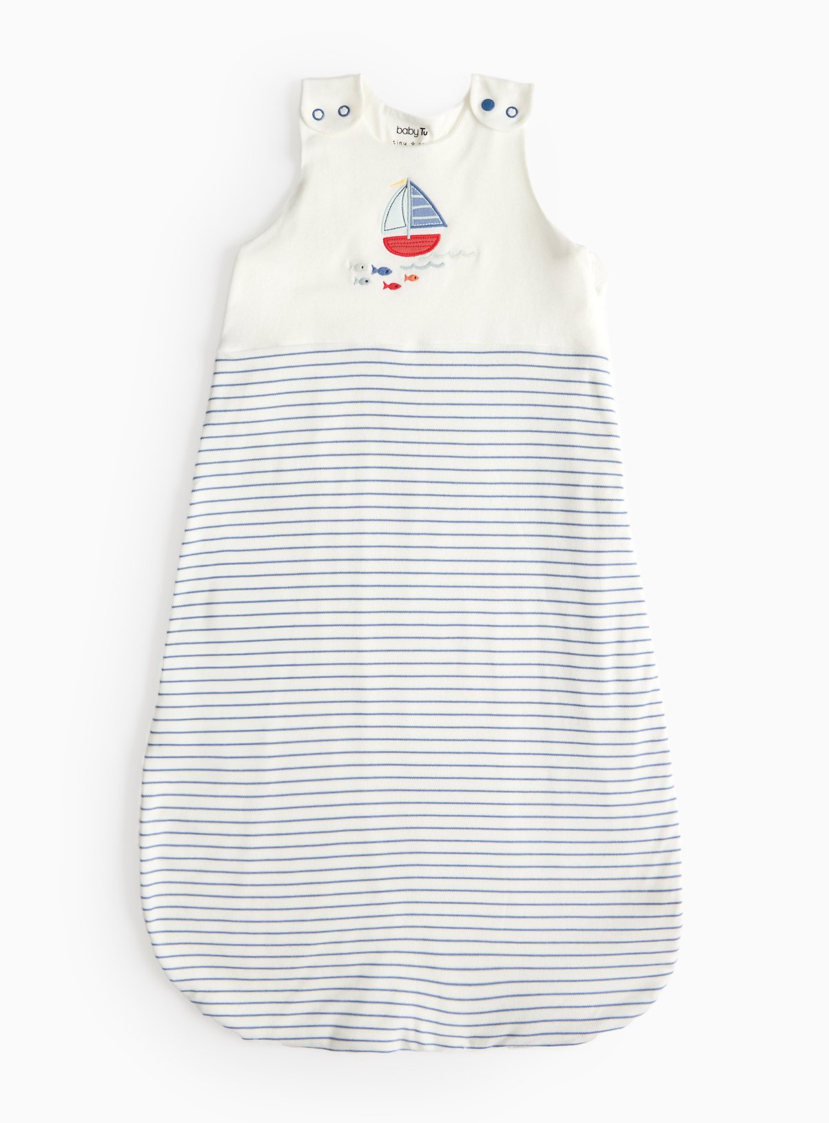 Blue Blue Sailor Boat Stripe 0.5 Tog Sleeping Bag (6-12 Months) - Tu by Sainsbury's