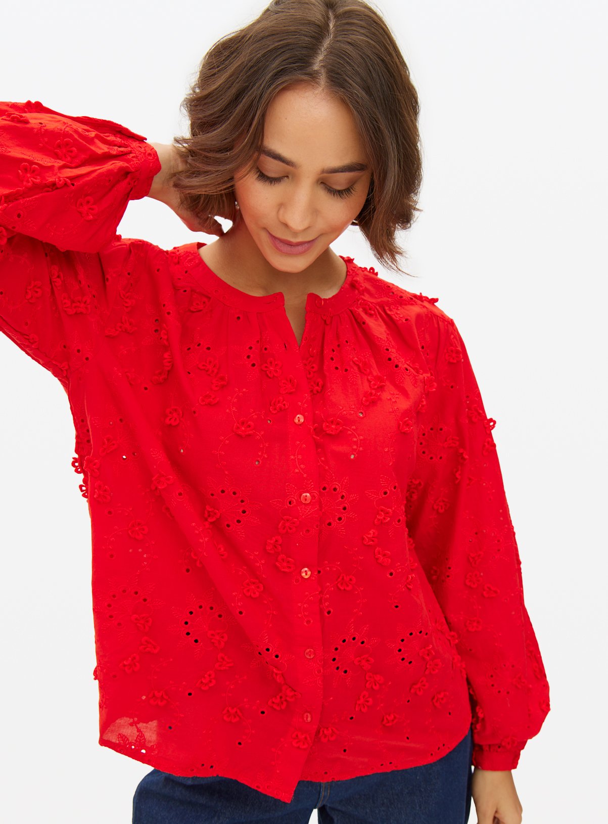 Red Floral Embroidered Blouse 26