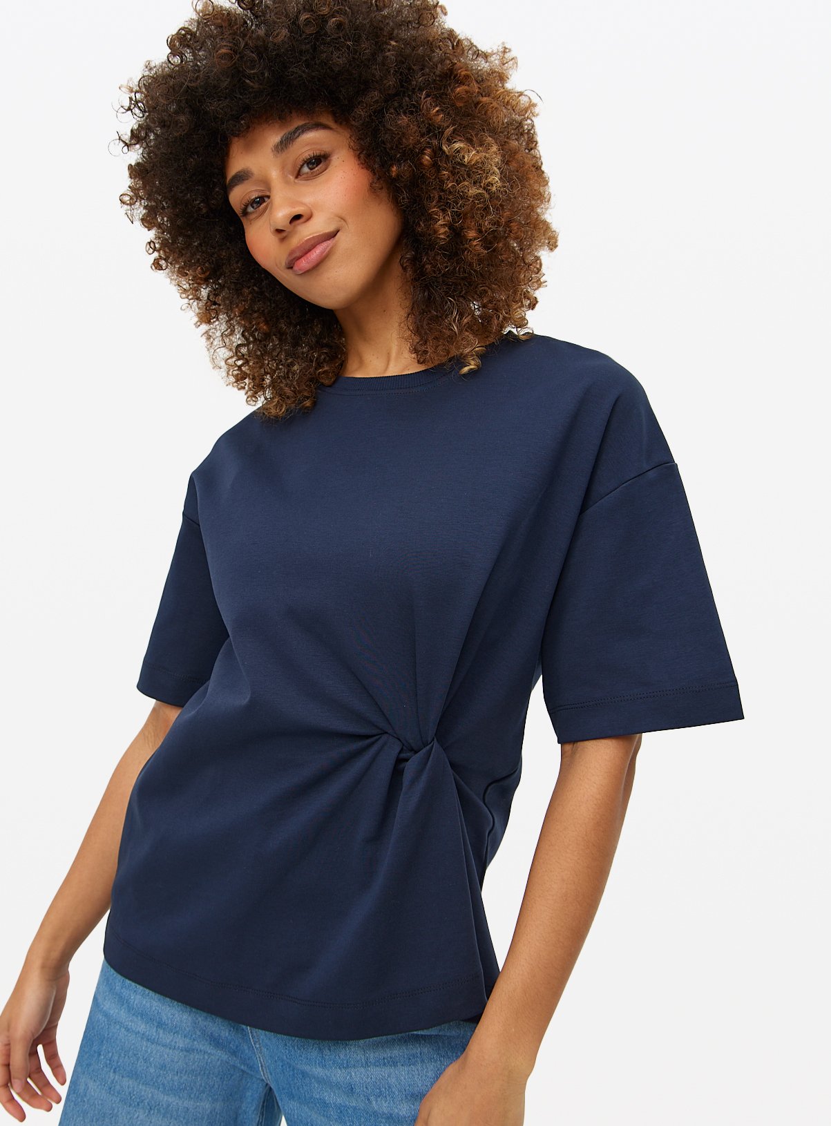 Buy Navy Twist Knot T-Shirt 16 | Girls sixth form outfits | Tu