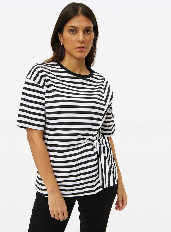 Monochrome Stripe Knot Front T-Shirt  22