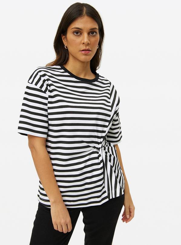 Monochrome Stripe Knot Front T-Shirt  16