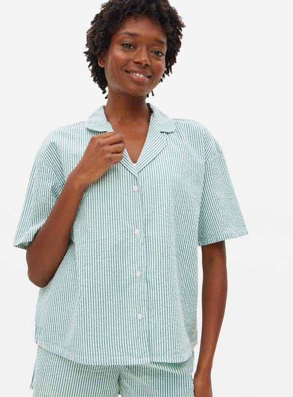 Green Stripe Seersucker Co-ord Pyjama Shirt 22