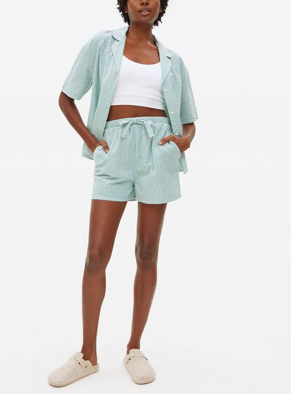 Green Stripe Seersucker Co-ord Pyjama Shorts 22