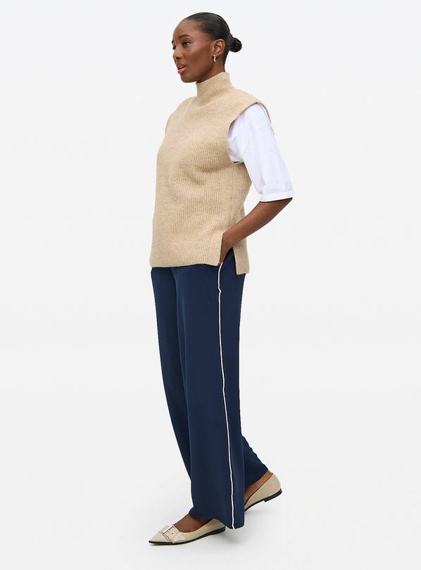 Navy Side-Stripe Wide Leg Trousers 10