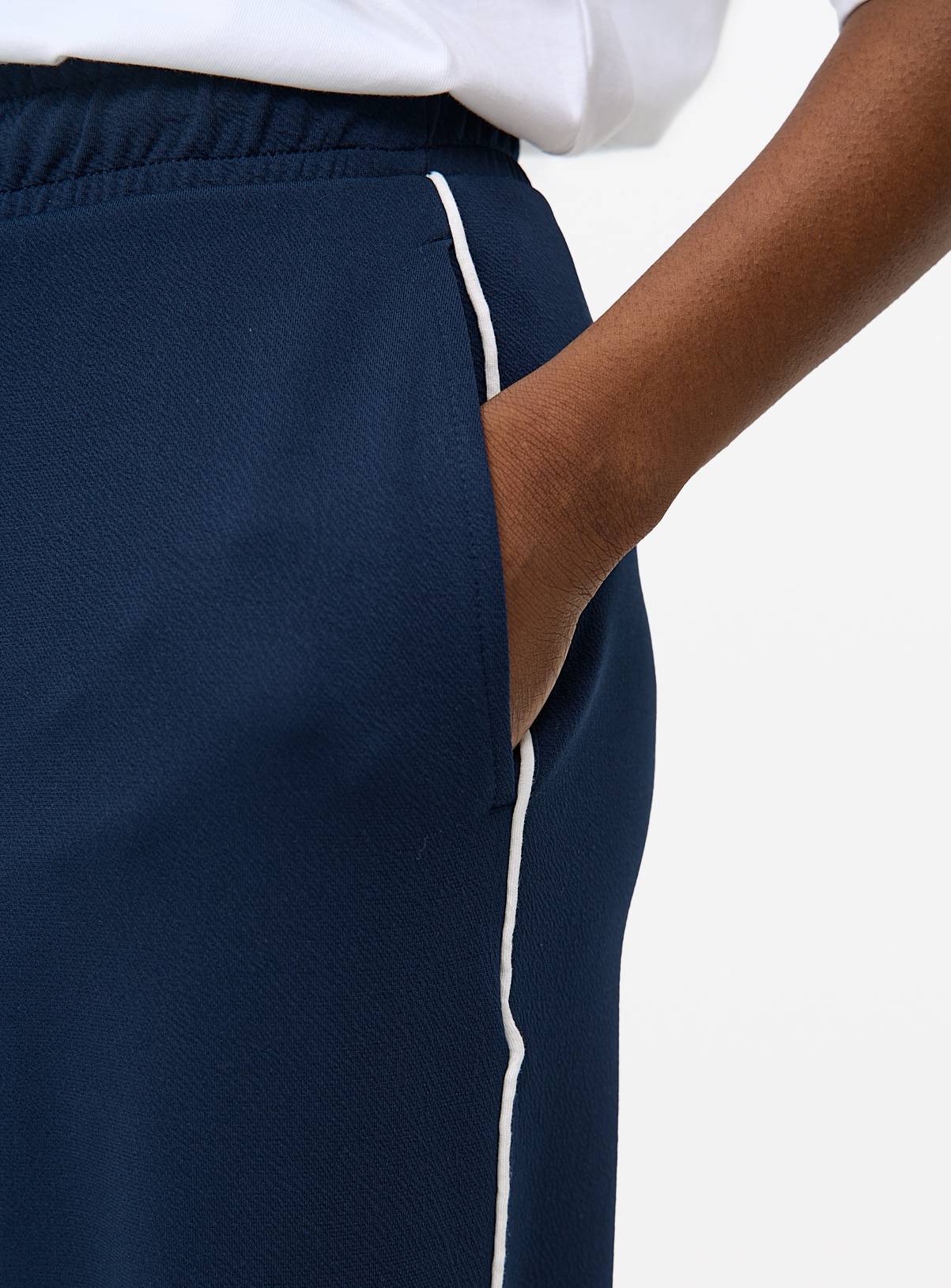 Navy Side-Stripe Wide Leg Trousers 24 - Image 2
