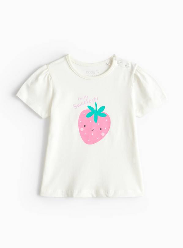 White Strawberry Graphic T-Shirt Up to 3 mths