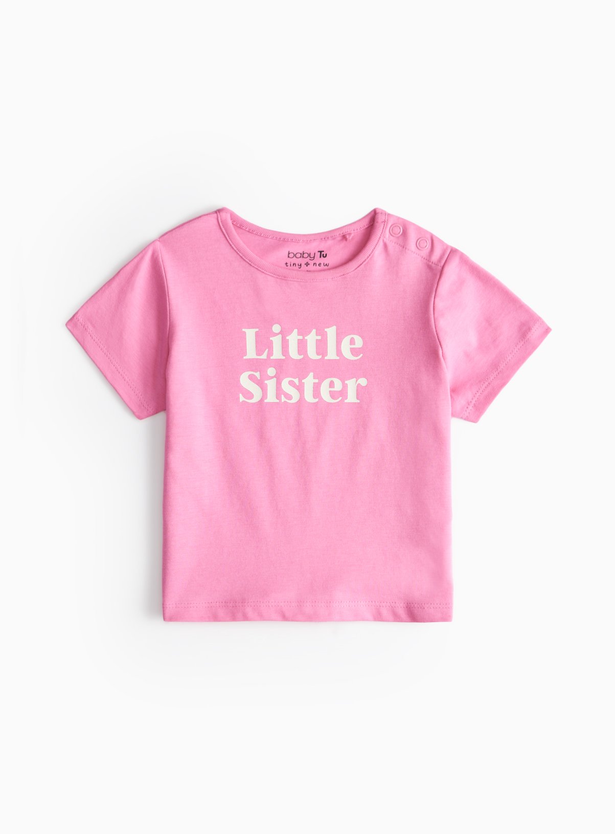 Pink Pink Little Sister Slogan T-Shirt (18-24 Months) - Tu by Sainsbury's