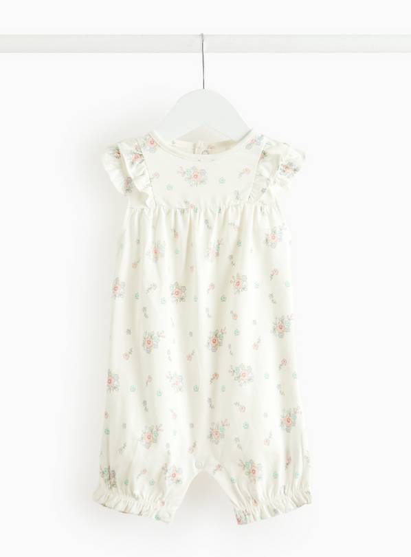 White Floral Print Jersey Romper 9-12 months