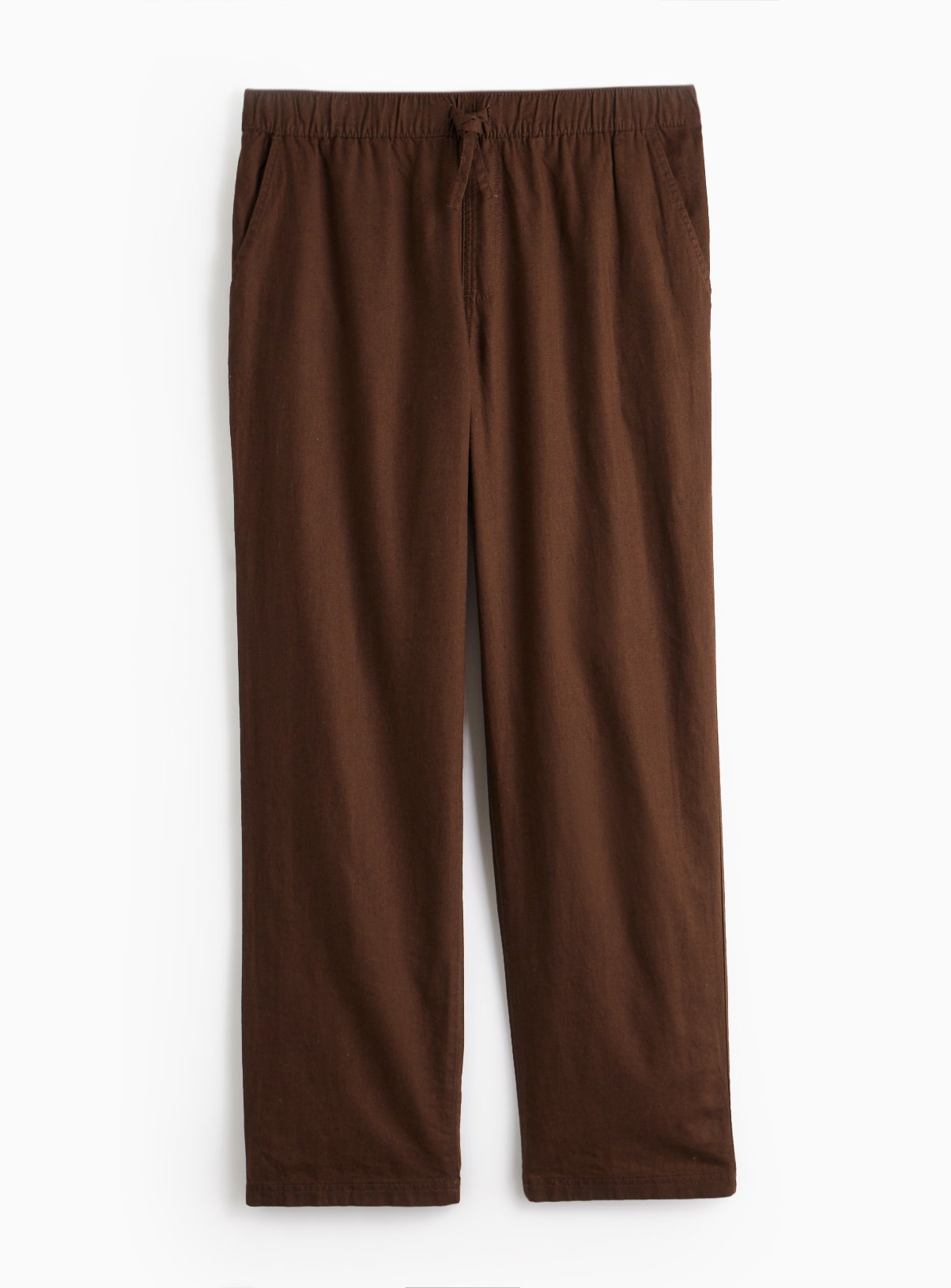 Brown Linen Blend Straight Leg Trousers 40L - Image 4 thumbnail