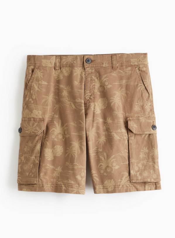 Stone Palm Printed Cargo Shorts 36