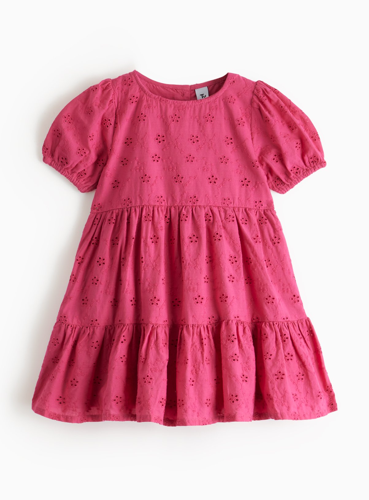 Pink Pink Broderie Tiered Dress (2-3 Years) - Tu by Sainsbury's