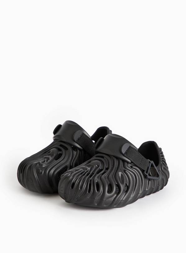 Black Textured Ankle Strap Clogs  12 Infant