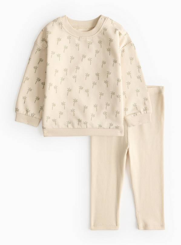 Cream Palm Print Sweatshirt & Leggings Set 12-18 months