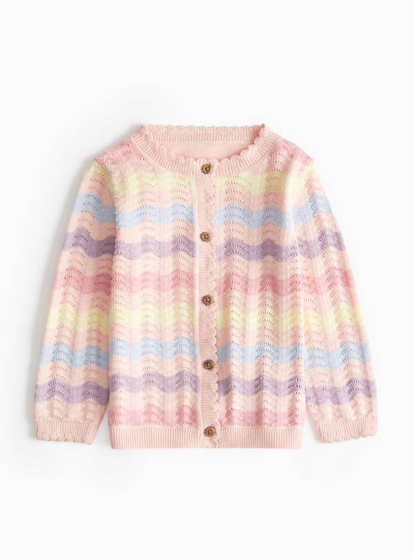 Pink Ripple Striped Cardigan  12-18 months