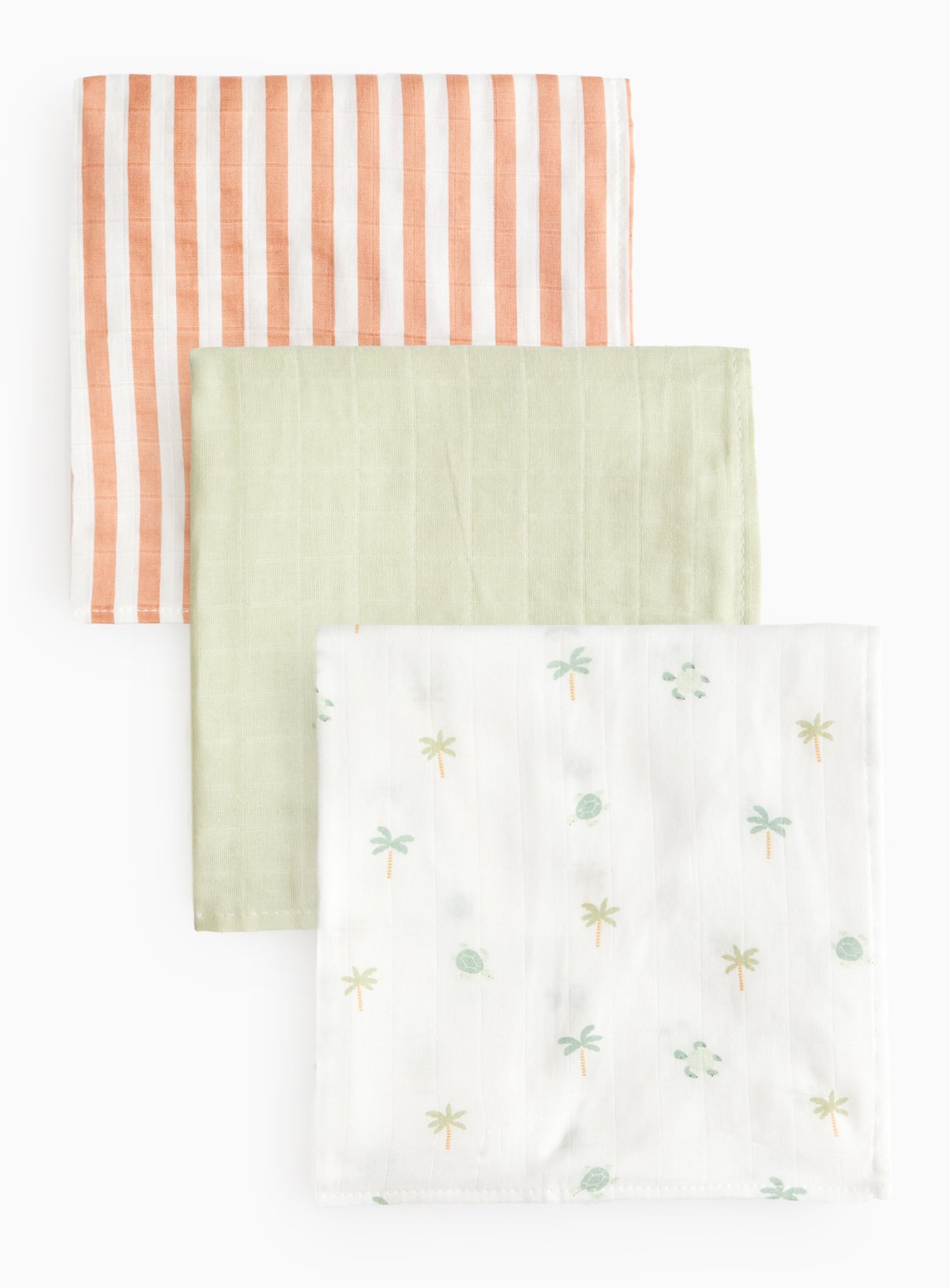 Palm Print Muslin Cloths 3 Pack One Size - Tu by Sainsbury's