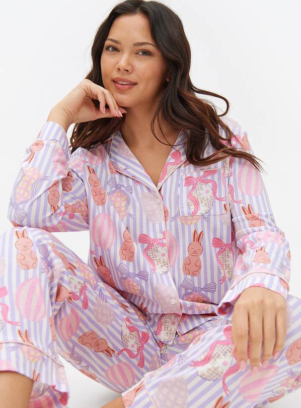 Easter Stripe Print Traditional Pyjama Set L