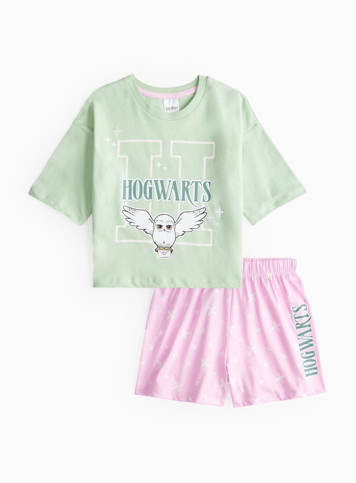 Green Green Harry Potter Hogwarts Printed Pyjamas (7-8 Years) - Harry Potter by Sainsbury's