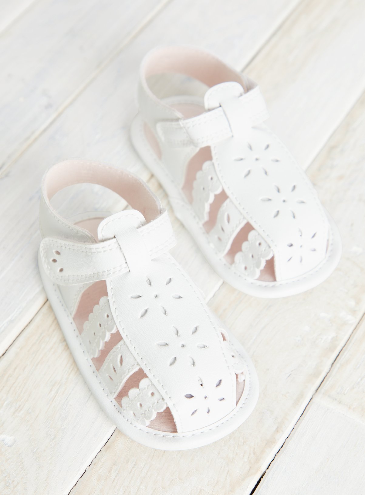 White White Flower Detail Sandals (Up To 3 Mths) - Tu by Sainsbury's