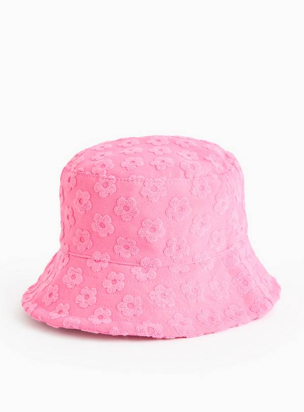 Pink Flower Design Towelling Hat 3-6 months