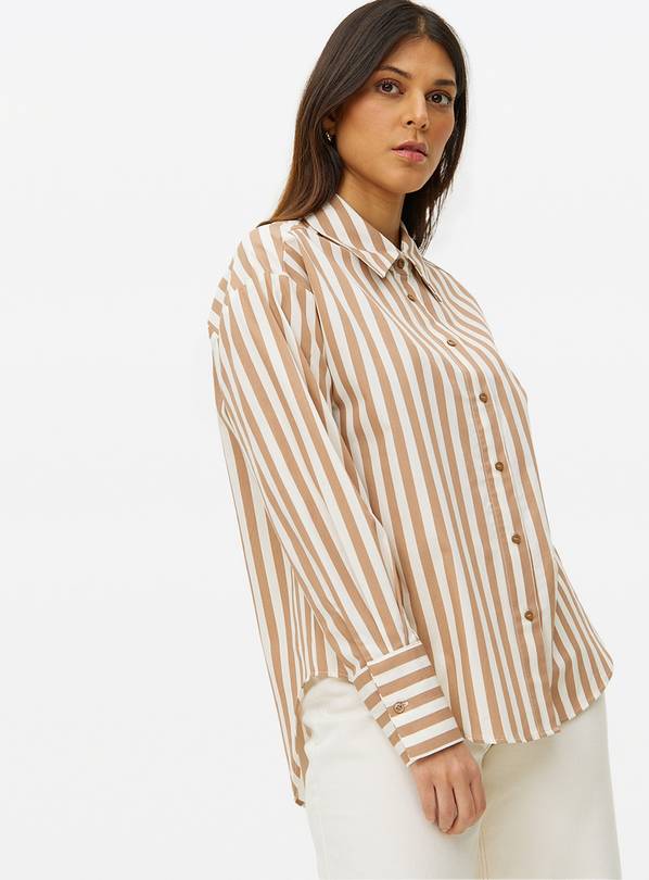 Brown Stripe Relaxed Fit Long Sleeve Shirt 14