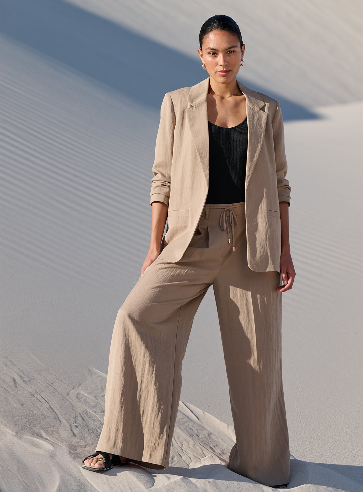 Stone Ultra Wide-Leg Co-ord Trousers 18S - Image 1 thumbnail
