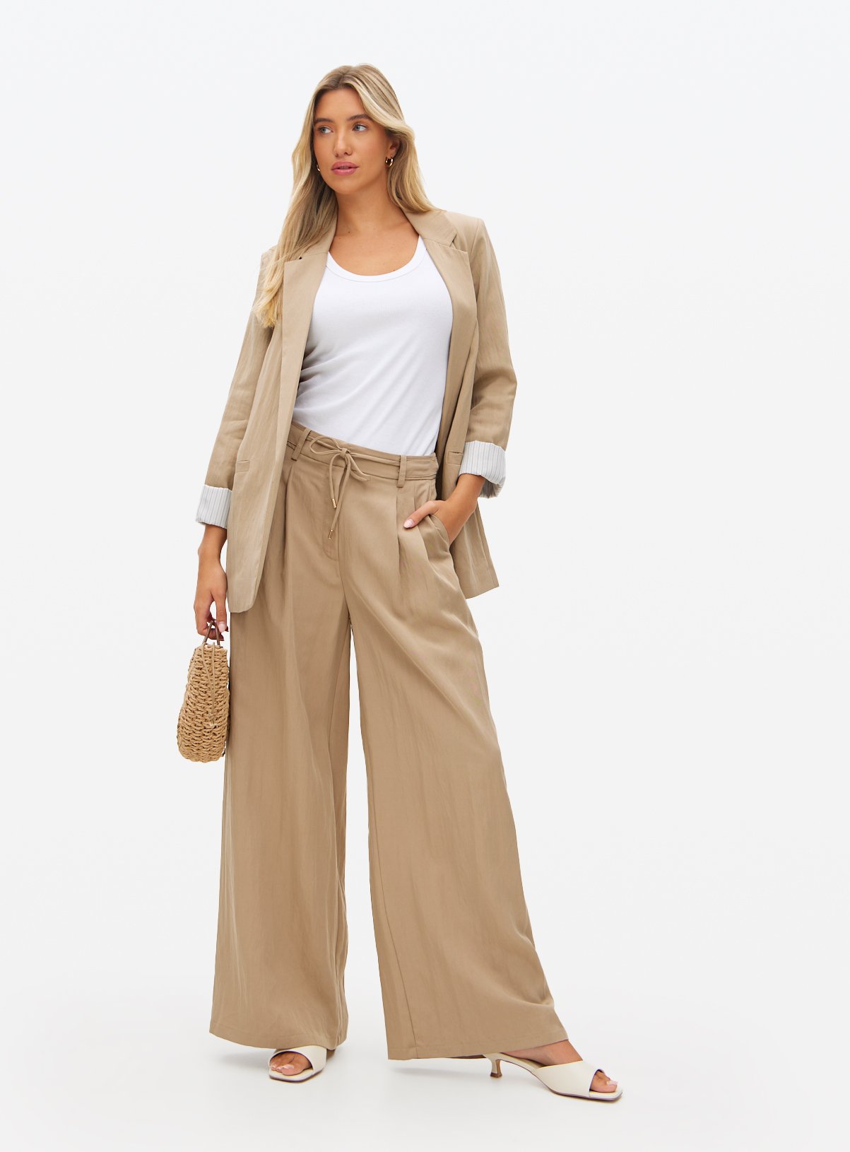 Stone Ultra Wide-Leg Co-ord Trousers 18S - Image 3 thumbnail
