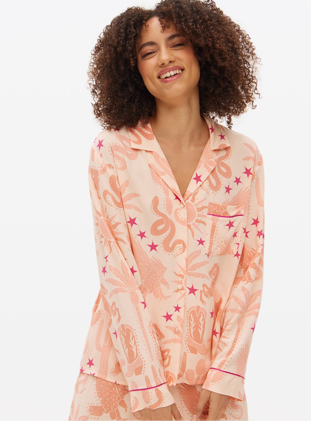 Pink Western Cowboy Print Traditional Pyjamas M