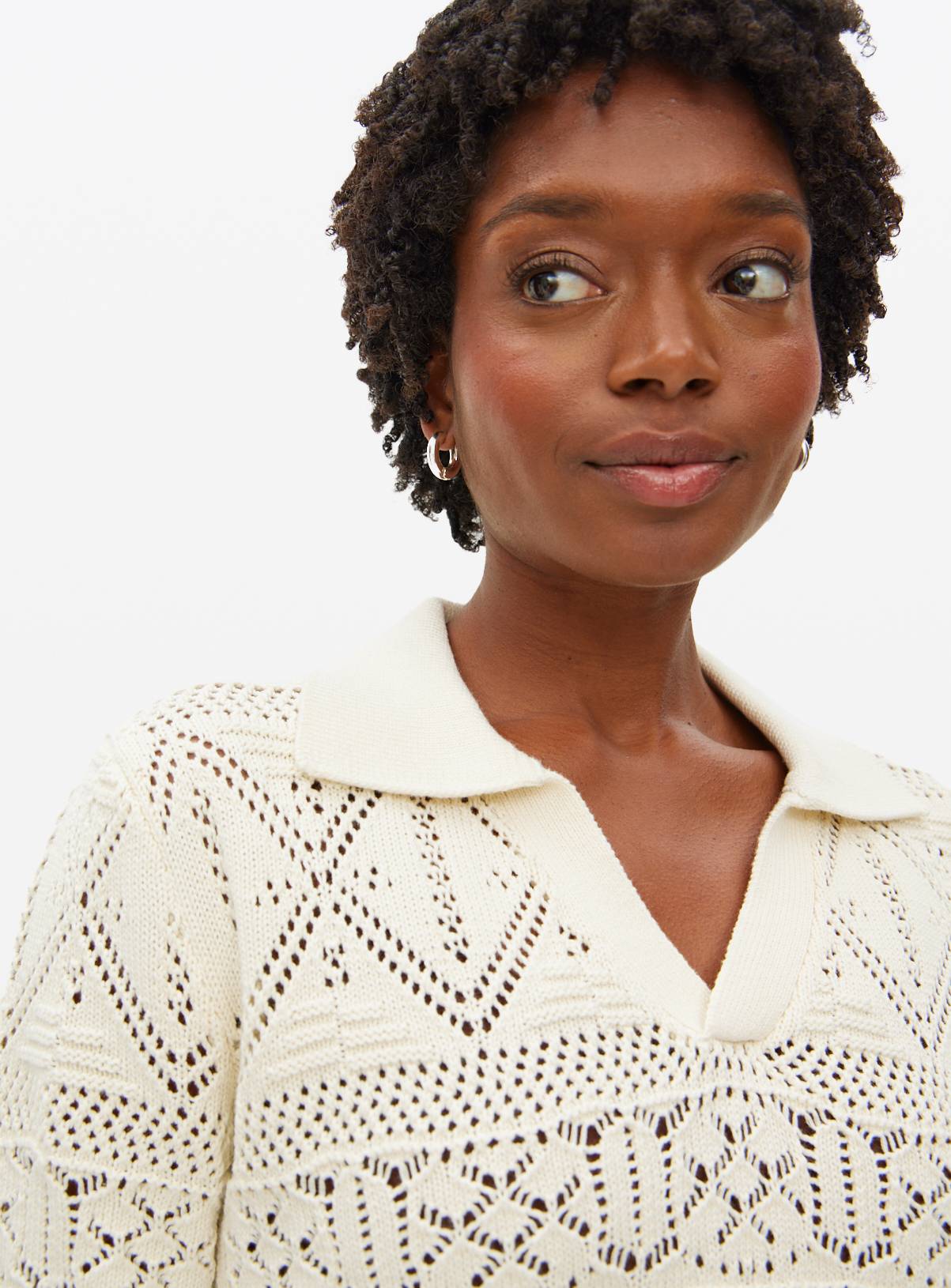 Cream Pointelle Collared Top 24 - Image 3