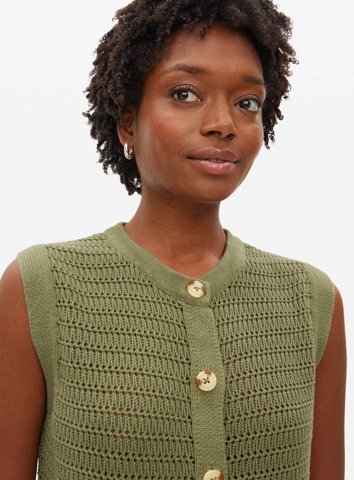 Khaki Crochet Knitted Waistcoat 14 - Image 3