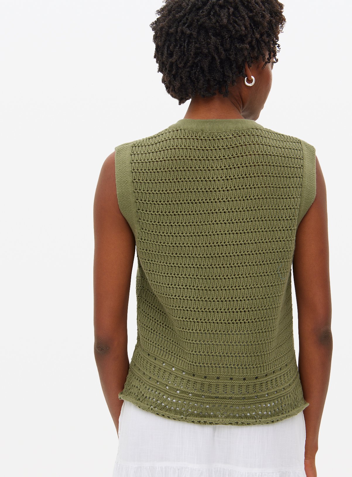 Khaki Crochet Knitted Waistcoat 14 - Image 4 thumbnail