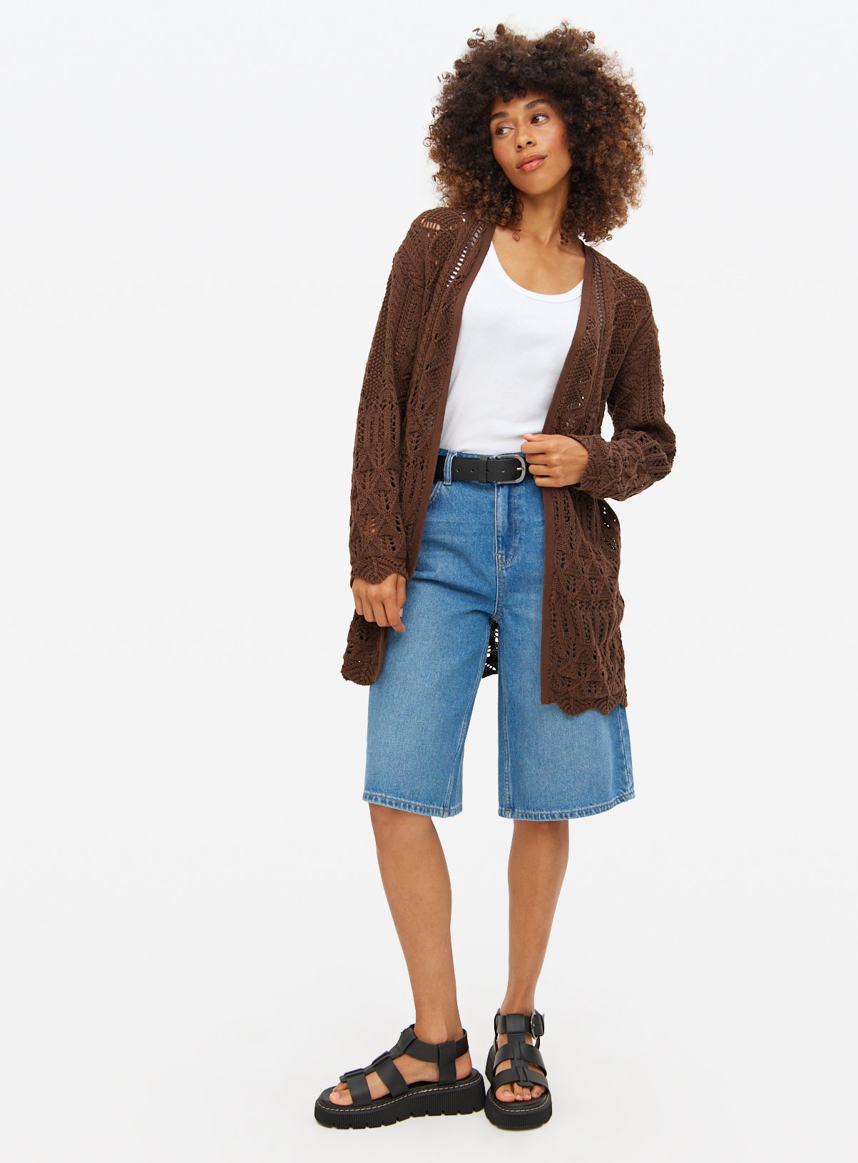 Brown Open Stitch Cardigan XL - Image 2 thumbnail