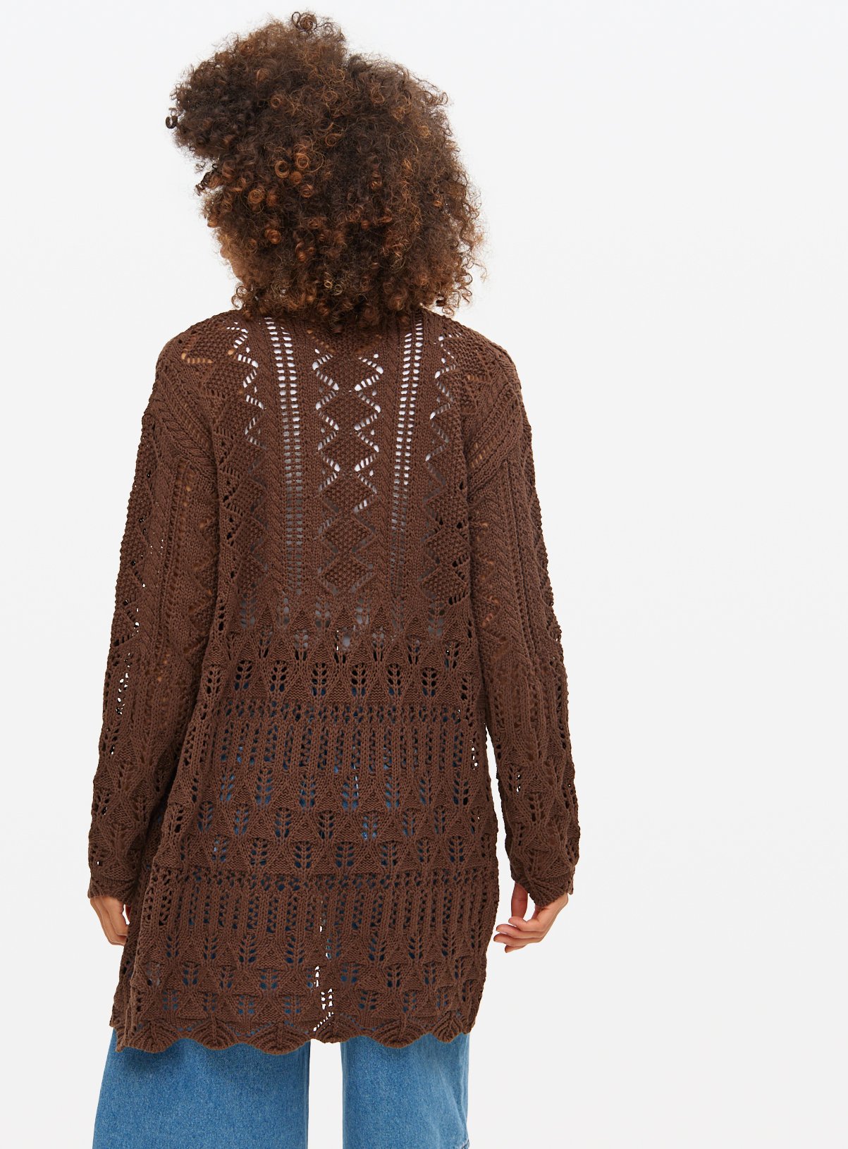 Brown Open Stitch Cardigan XL - Image 4 thumbnail