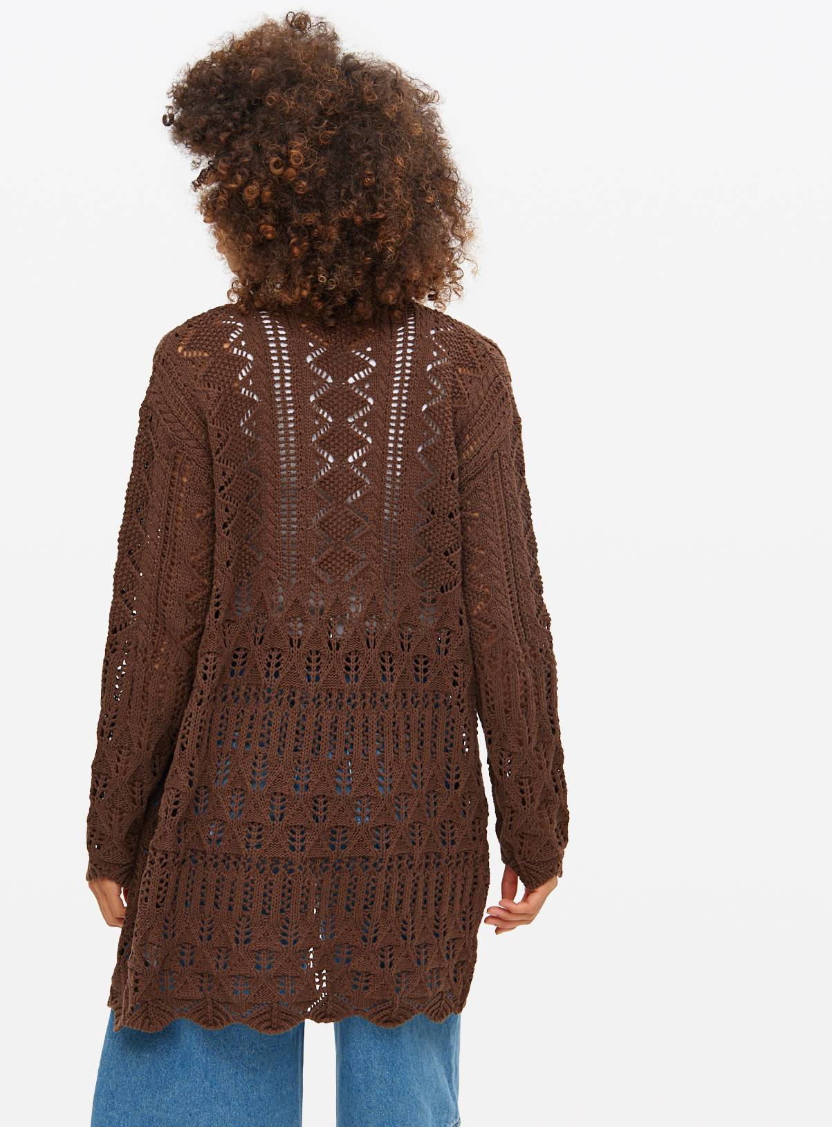 Brown Open Stitch Cardigan XL - Image 4