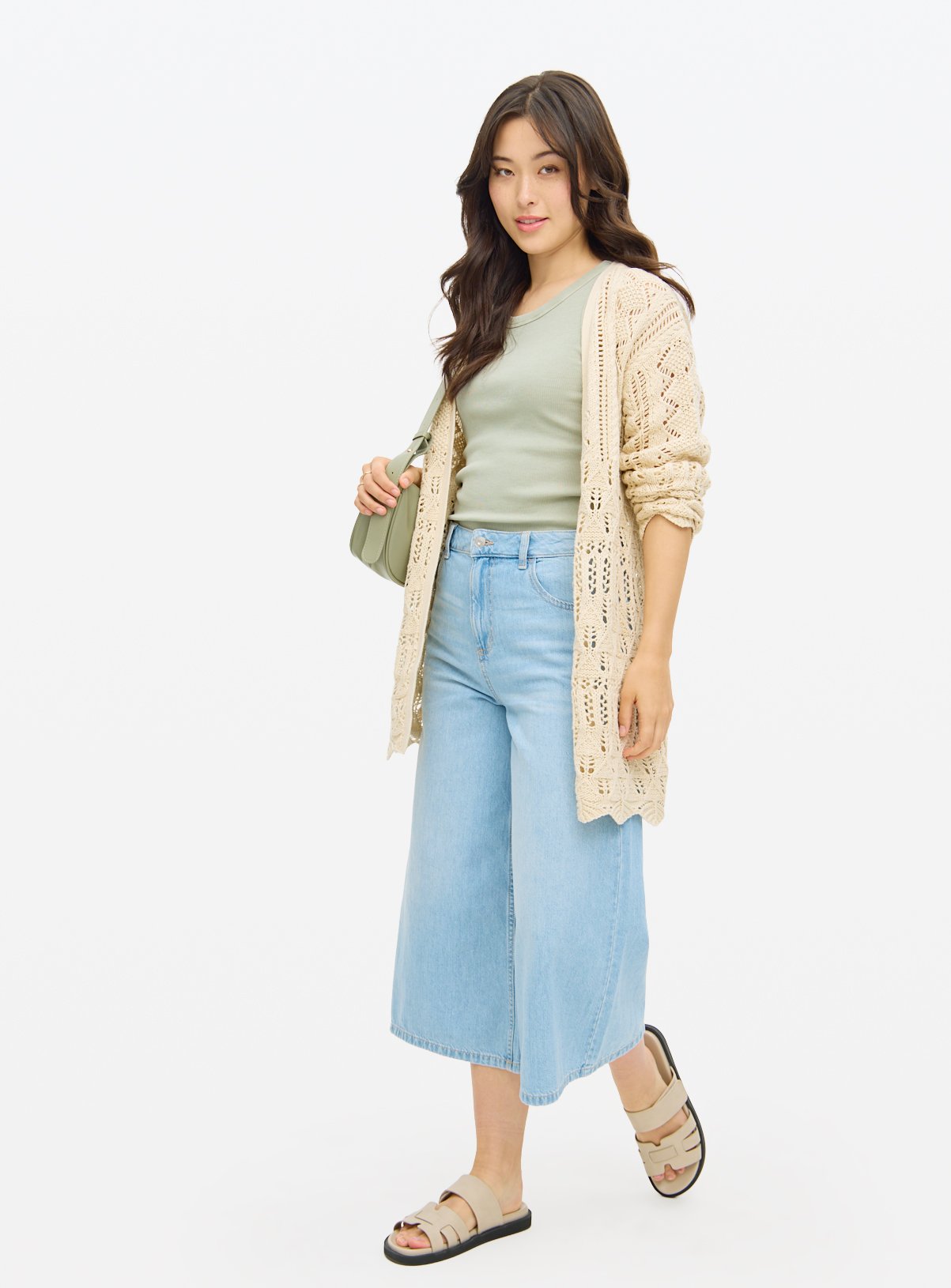 Neutral Open Stitch Cardigan L - Image 2 thumbnail