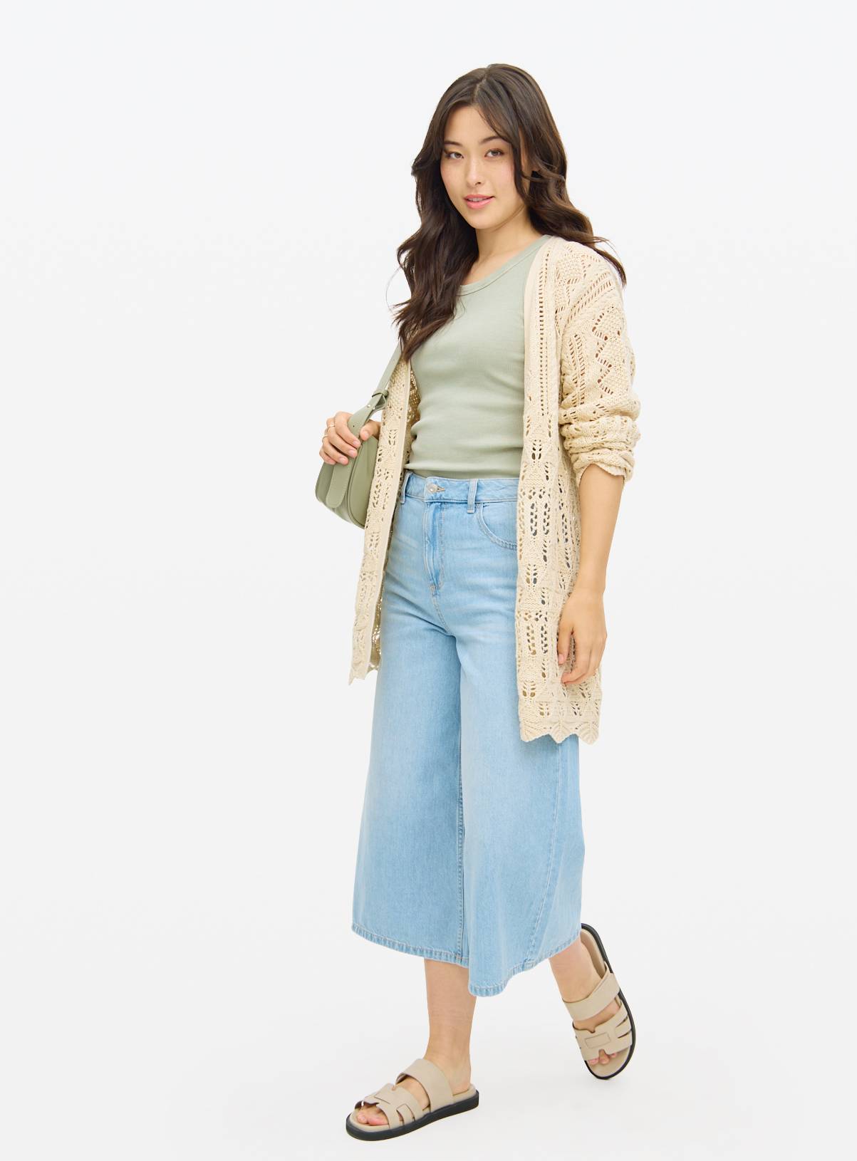 Neutral Open Stitch Cardigan L - Image 2