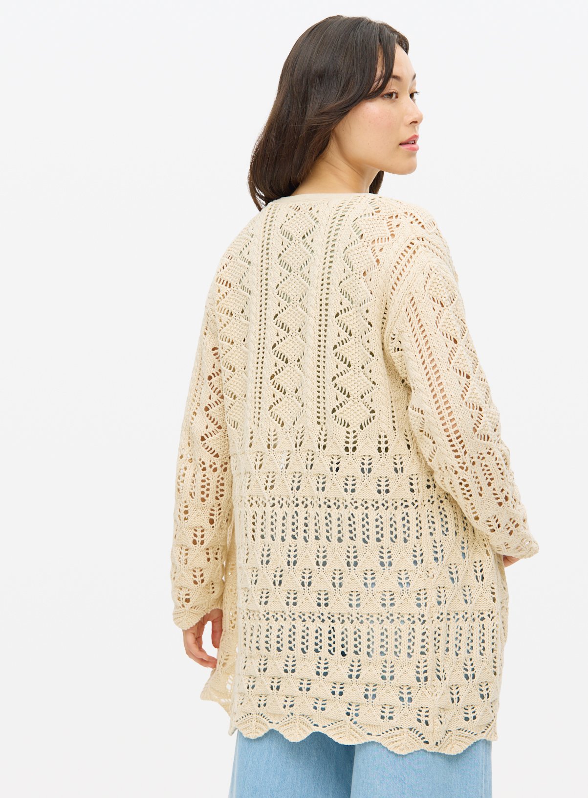 Neutral Open Stitch Cardigan L - Image 4 thumbnail