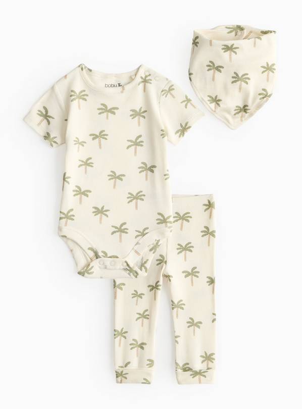Cream Palm Printed 3-Piece Set 3-6 months