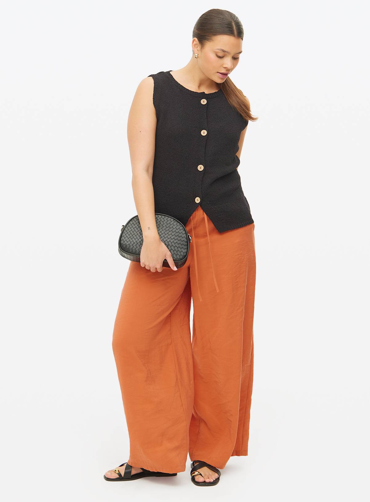 Black Slub Button-Through Waistcoat 14 - Image 2