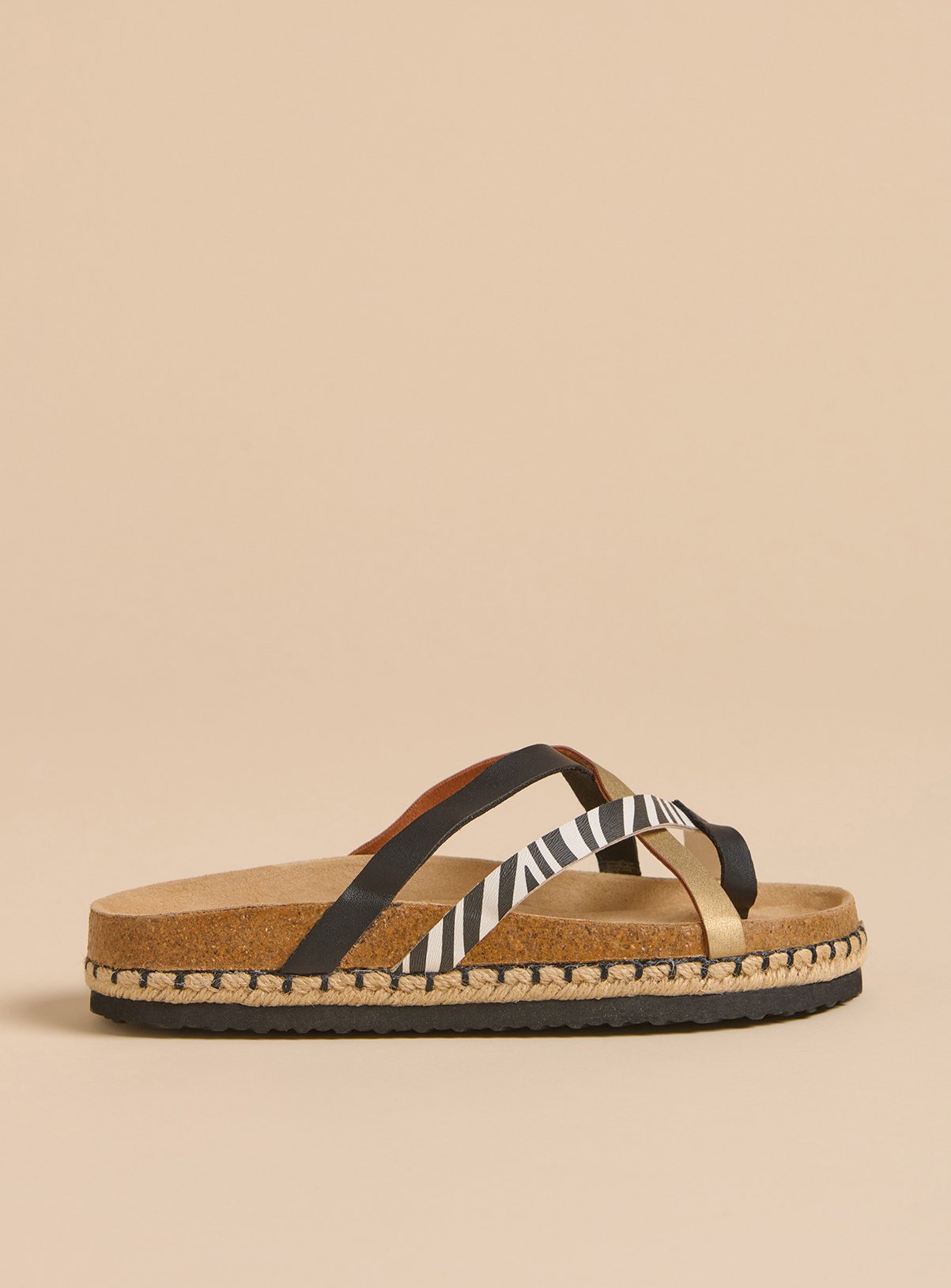 BRAKEBURN Zebra Multi Strap Sandals