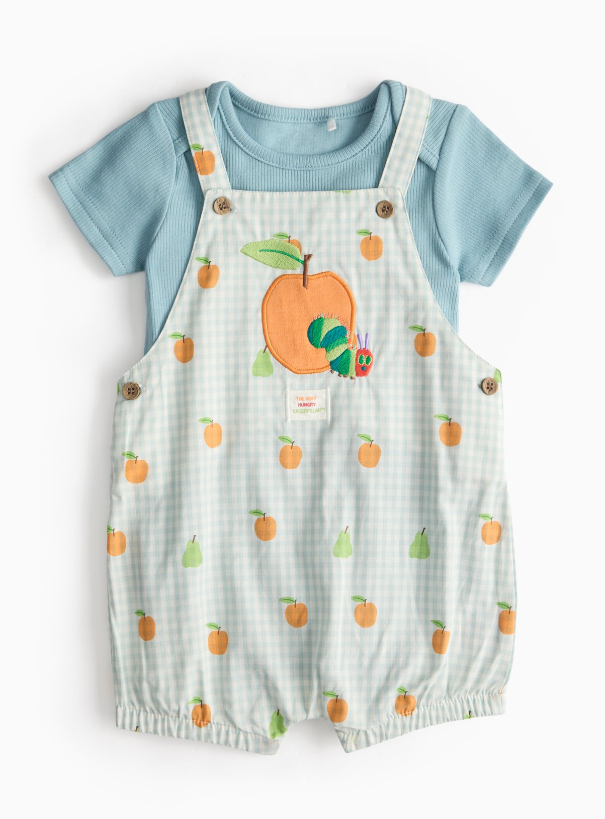 Blue Blue The Very Hungry Caterpillar Gingham Bibshorts Set (3-6 Months) - The Very Hungry Caterpillar by Sainsbury's
