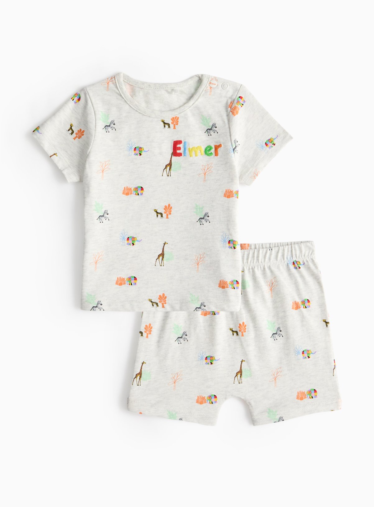 Grey Elmer Character Print Pyjama Set (12-18 Months) - Elmer by Sainsbury's