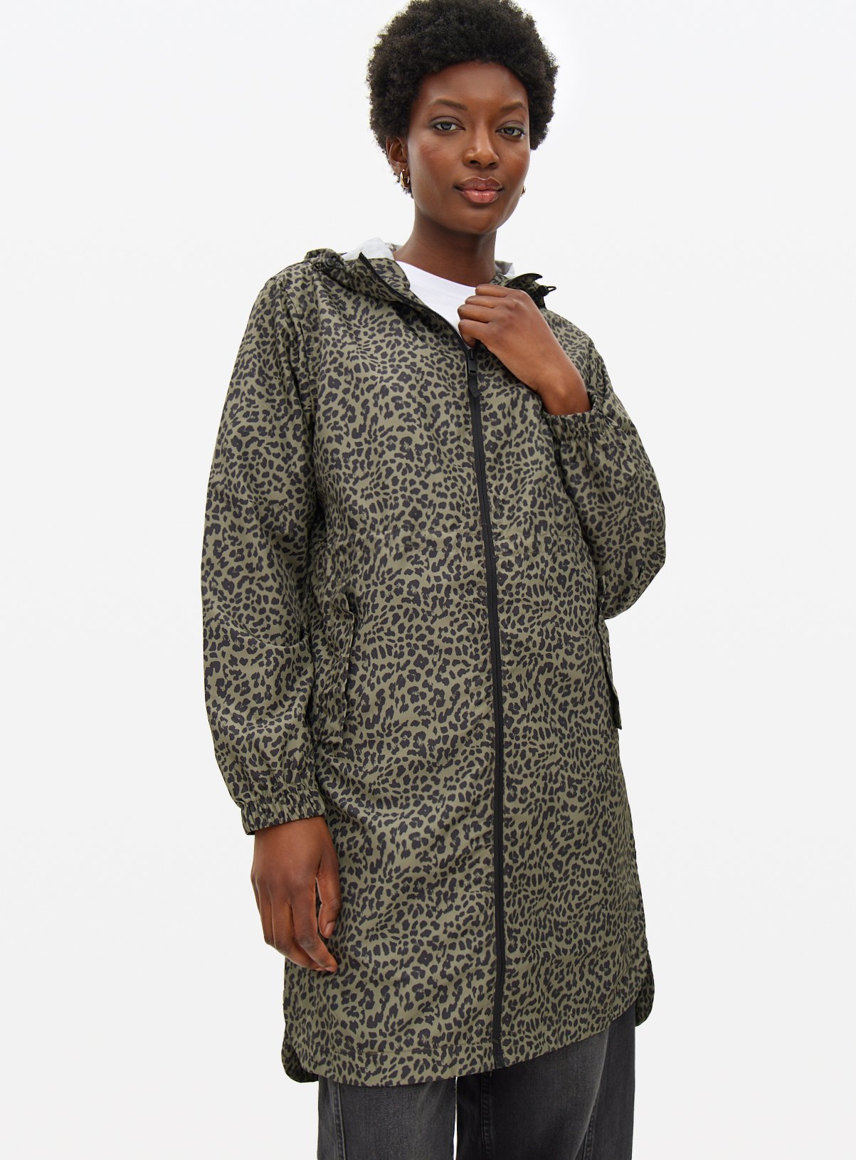 Green Longline Packable Rain Jacket