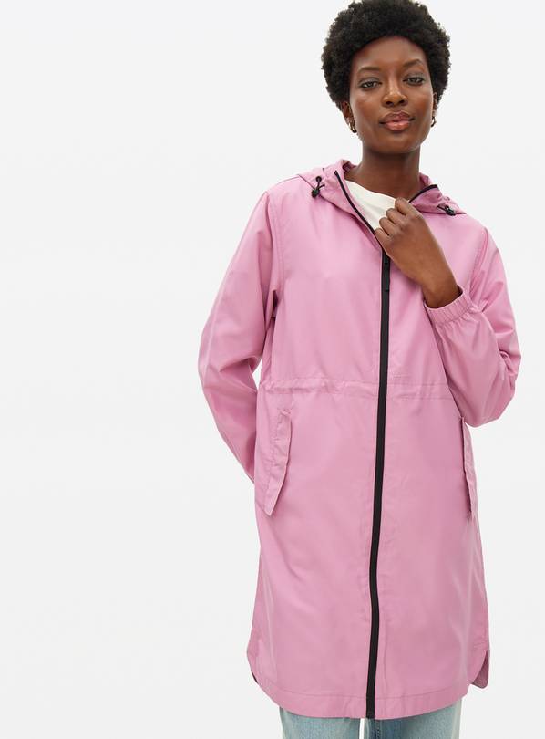 Pink Longline Packable Rain Jacket XS