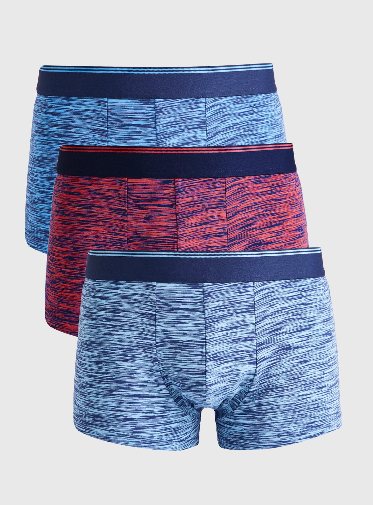 Men's Navy Space Dye Printed Hipsters 3 Pack