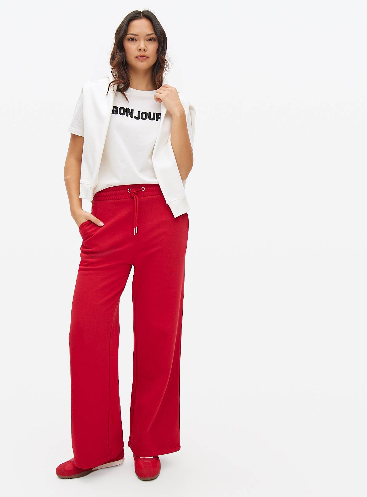 Red Core Wide Leg Joggers XL - Image 1