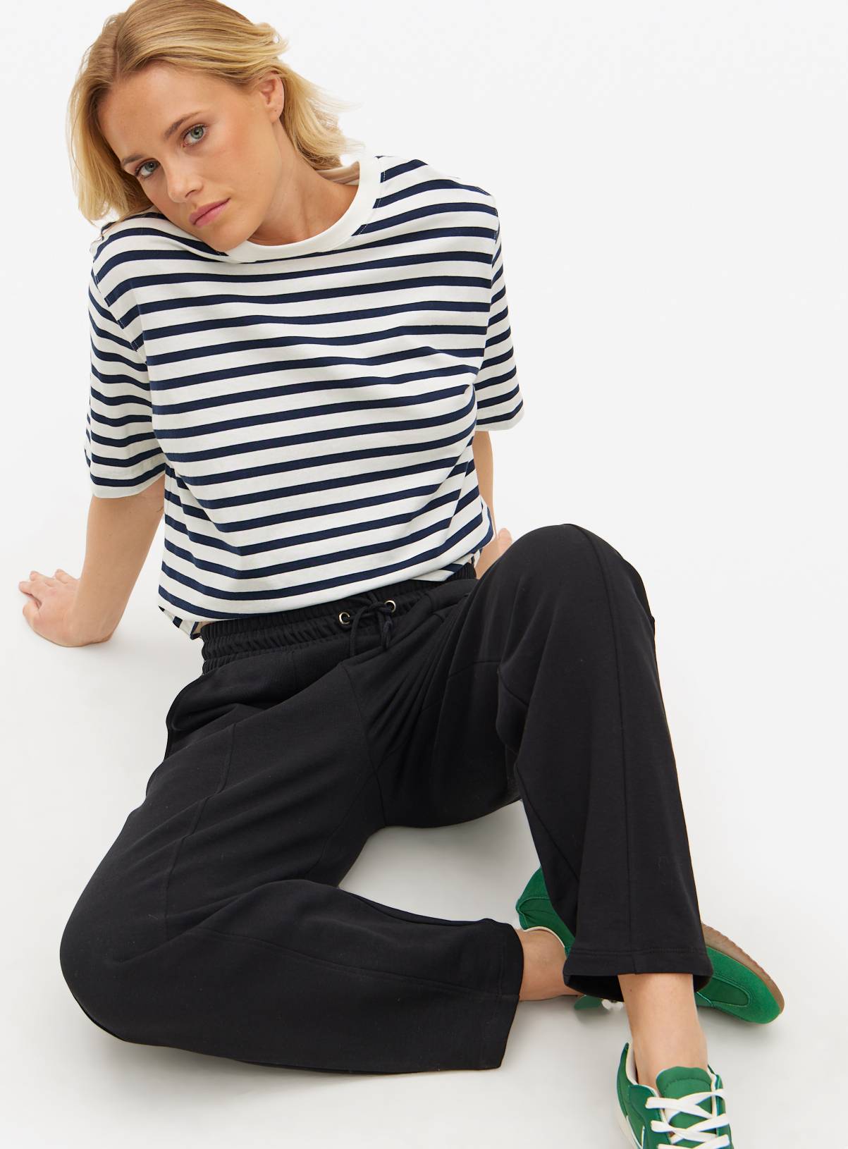 Black Cotton Blend Barrel Leg Joggers S - Image 1