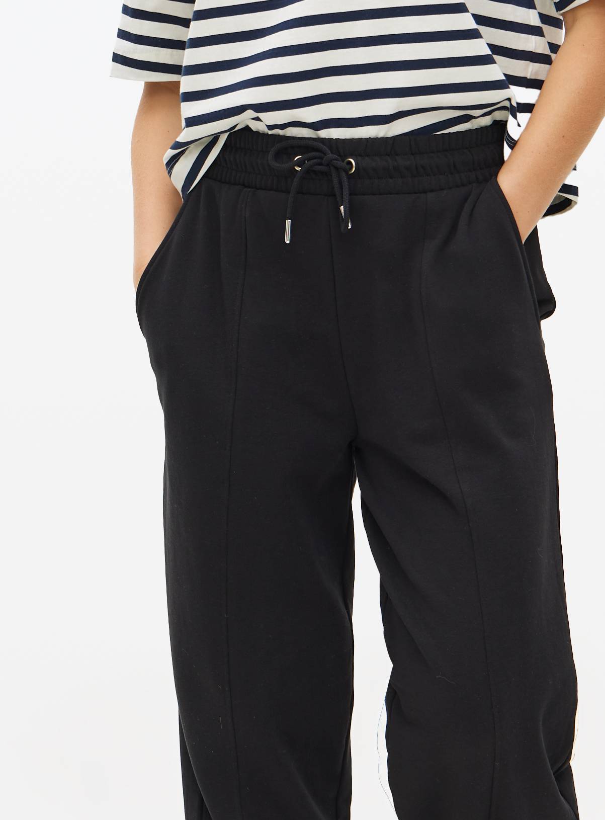 Black Cotton Blend Barrel Leg Joggers S - Image 3