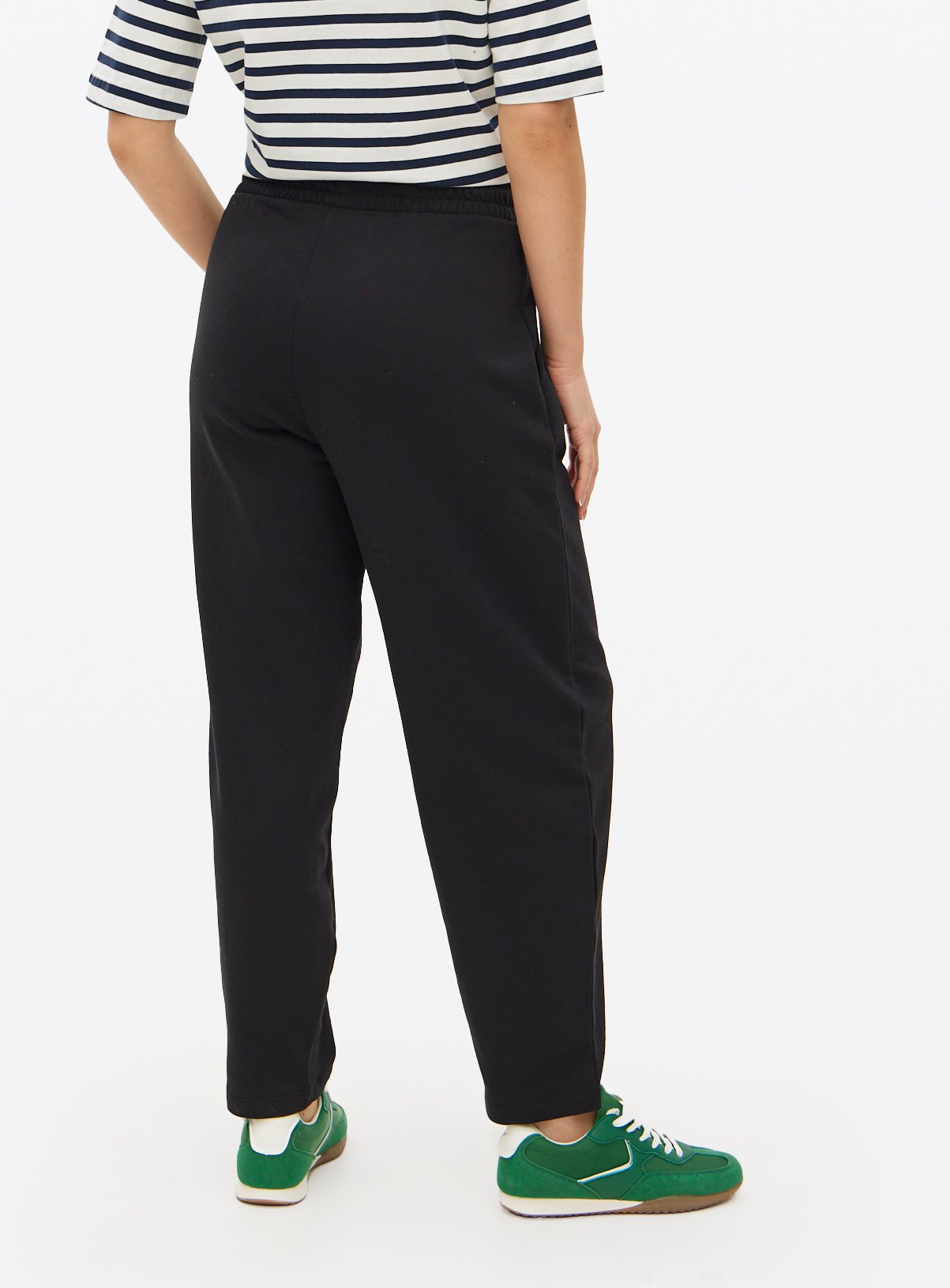 Black Cotton Blend Barrel Leg Joggers S - Image 4 thumbnail